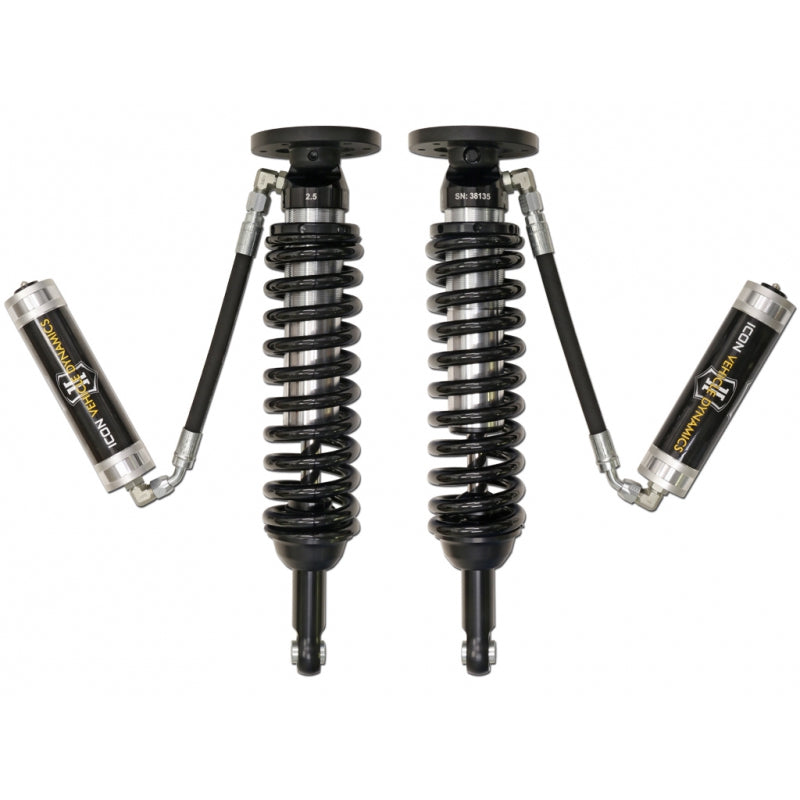 Icon 2.5 Remote Reservoir Coilovers Front Pair for 2009-2014 Ford F150 4WD w/1.75-2.63" lift