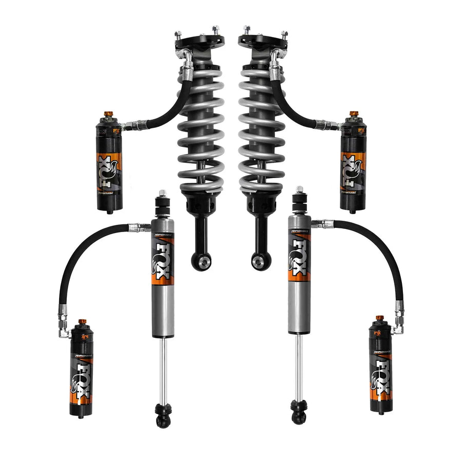 Fox 2.5 Performance Elite Adjustable Coilover w/ Reservoir + Rear Shocks Set for 2005-2023 Toyota Tacoma 4WD RWD w/2" lift