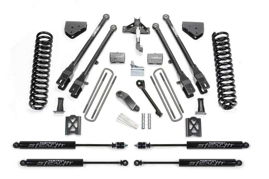 Fabtech 6" 4 Link System w/Stealth Shocks Kit for 1999-2004 Ford F250 Super Duty 4WD w/6" lift