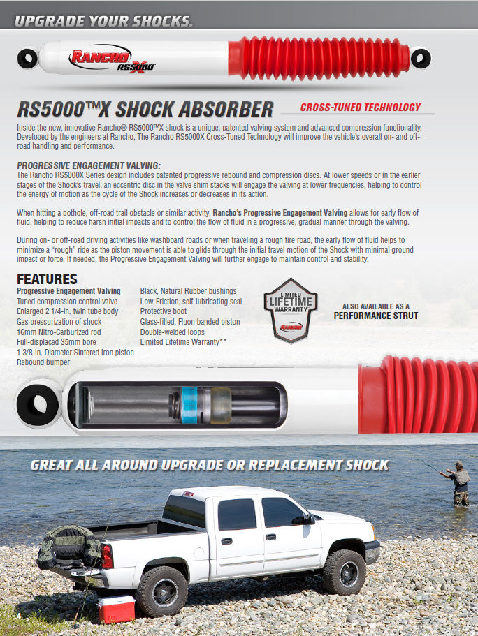 Rancho RS5000X Gas Shocks Front Pair for 1991-2001 Dodge Ram 1500 4WD w/0" lift Off Road